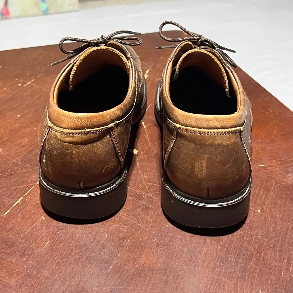 Johnston & Murphy Mens Brown Leather Moc Oxfords Made in Italy 20-5178 Size 9.5